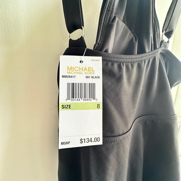 NWT - MICHAEL Michael Kors High Neck One Piece Swimsuit - Solids Black Size 8 - Picture 5 of 12